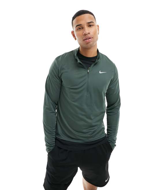 RcjShops Nike Running Pacer Dri nike w nk aeroswift crop top FIT half zip top in vintage green