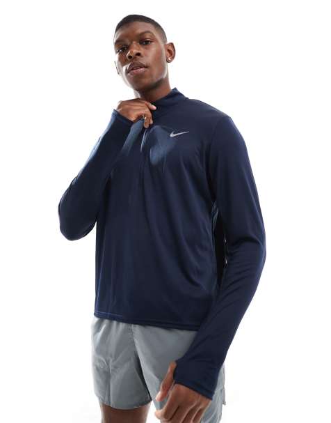 Nike Running – Pacer Dri-FIT – Laufoberteil in Marineblau mit kurzem Reißverschluss - view 1