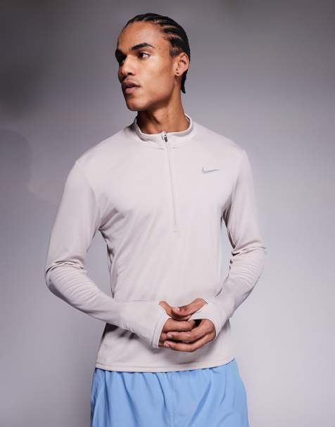 Nike Running – Pacer Dri-FIT – Ljusröd långärmad topp med dragkedja vid halsen - view 1