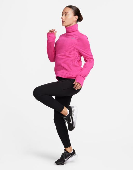 Nike pink long sleeve running top best sale