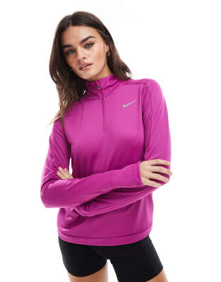 Nike Running - Pacer Dri-FIT - Sweatshirt in Lila mit kurzem Reißverschluss