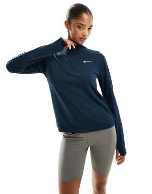 Nike Running - Pacer Dri-FIT - Sweatshirt in Marineblau mit kurzem Reißverschluss