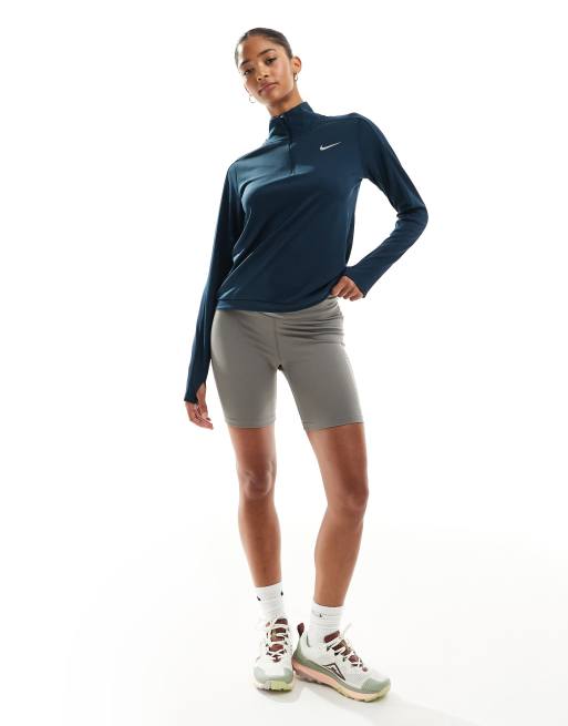 Nike Running – Pacer Dri-FIT – Sweatshirt in Marineblau mit kurzem Reißverschluss, 4 von 4