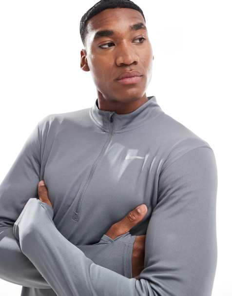Nike Running - Pacer Dri-FIT - Top a maniche lunghe grigio con zip corta - view 1
