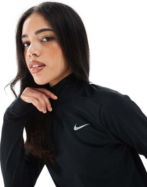 Nike Running - Pacer Dri-FIT - Top a maniche lunghe nero con zip corta - view 1