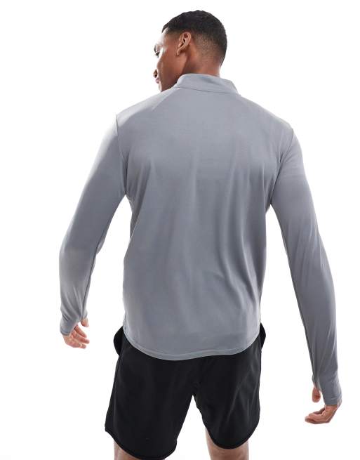 Nike Running - Pacer - Dri-FIT top met korte rits en lange mouwen in grijs, 4 van 4