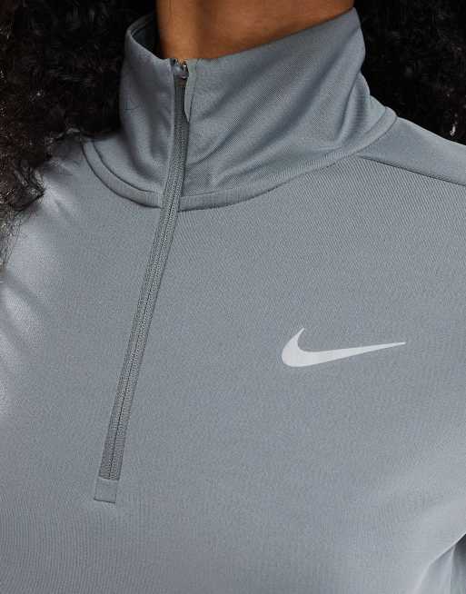 Nike Running - Pacer - Dri-FIT top met korte rits en lange mouwen in grijs, 3 van 4