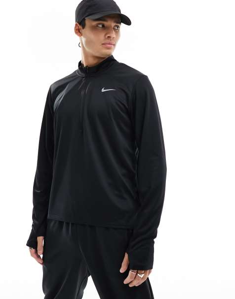 Nike Running - Pacer - Dri-FIT top met korte rits en lange mouwen in zwart - view 1
