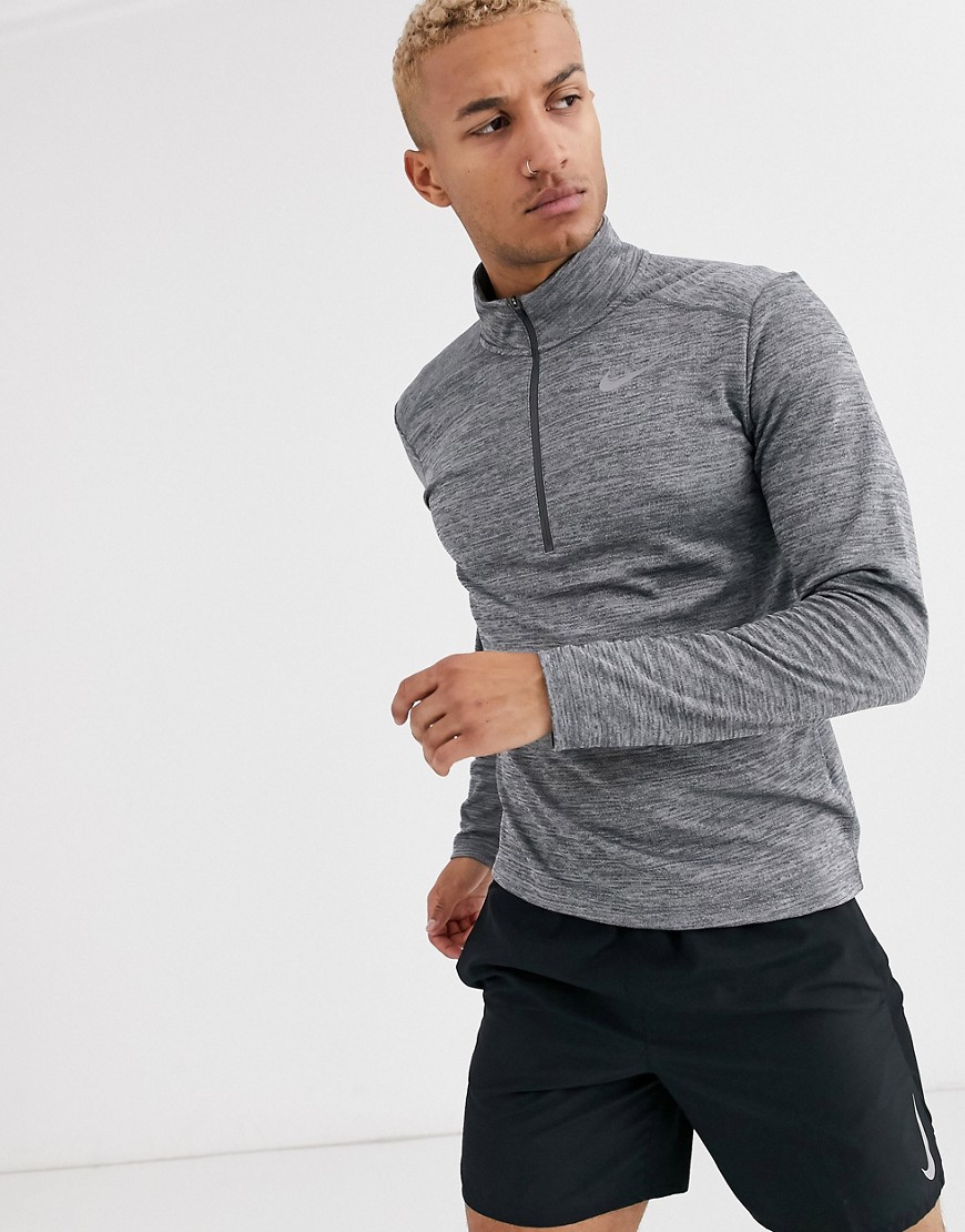 Nike Running – Pacer – Grå sweatshirt med halvlång dragkedja