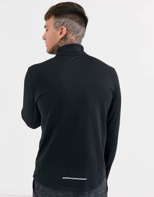 nike running half zip sweat in black