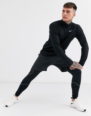 nike running half zip sweat in black