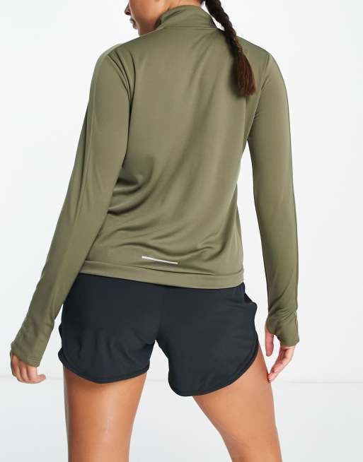 Nike Running – Pacer – Kakifärgad topp i Dri-FIT med kort dragkedja, 2 av 4