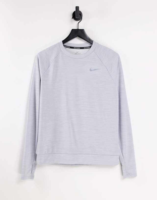 Nike Running Pacer long sleeve top in gray heather