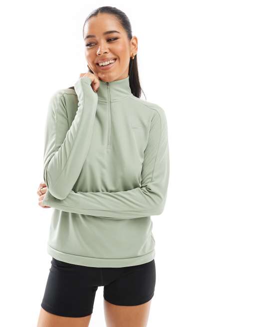 Nike Running Pacer Sweatshirt in Hellgrun mit kurzem ReiBverschluss