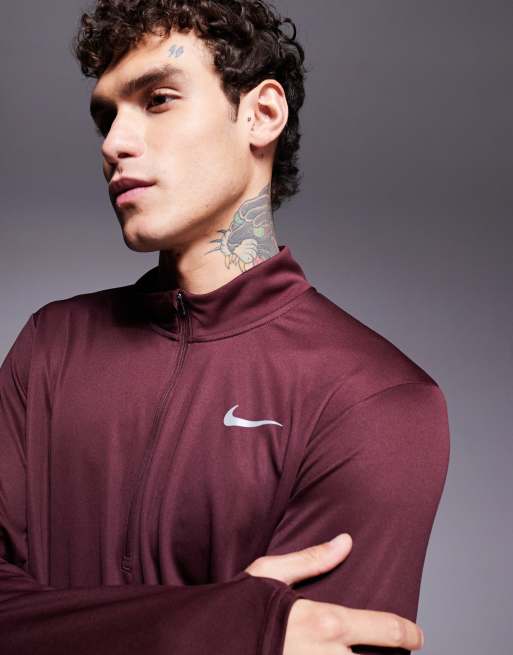 Nike Running - Pacer - Top à col zippé en tissu Dri-FIT - Bordeaux, 2 de 4