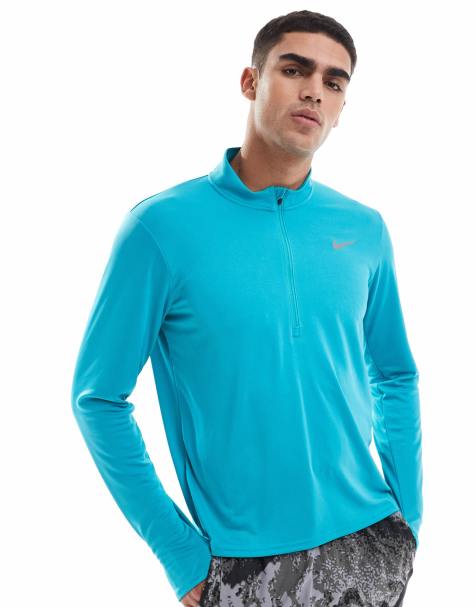 Nike Running - Pacer - Top à manches longues et col zippé en tissu Dri-FIT - Turquoise - view 1