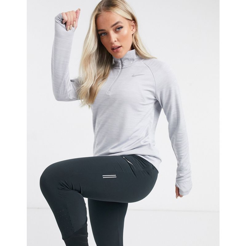 Activewear Donna Nike Running - Pacer - Top con zip corta grigio