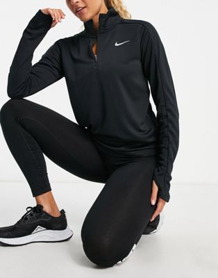Nike Running - Pacer - Top manches longues en tissu Dri-FIT à demi-fermeture éclair - Noir | ASOS