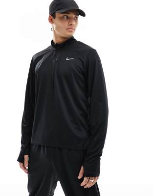 Nike Running - Pacer - Top manches longues en tissu Dri-FIT à demi-fermeture éclair - Noir