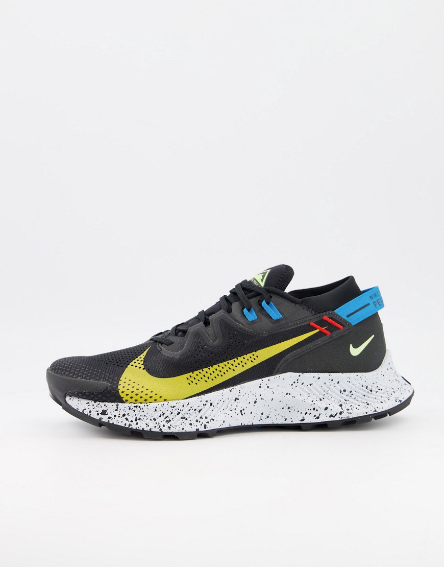 Nike Running Pegasus Trail 2 sneakers in black and yellow