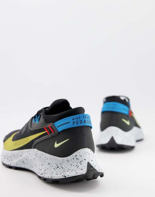 Nike Running Pegasus Trail 2 sneakers in black and yellow