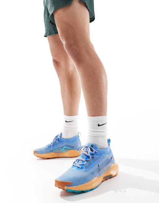 Nike Running Pegasus Trail 5 Gore-Tex sneakers in light blue and orange