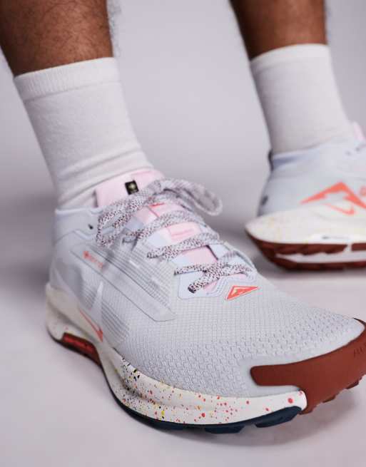 Nike Running Pegasus Trail 5 GORE-TEX sneakers in white and orange