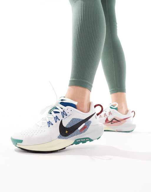 Nike Running Pegasus Trail 5 sneakers in white and court blue