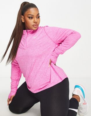 Nike Running Plus Element half zip long sleeve top in pink