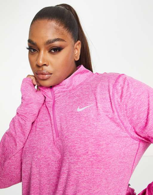 Nike half zip 2025 top women's pink