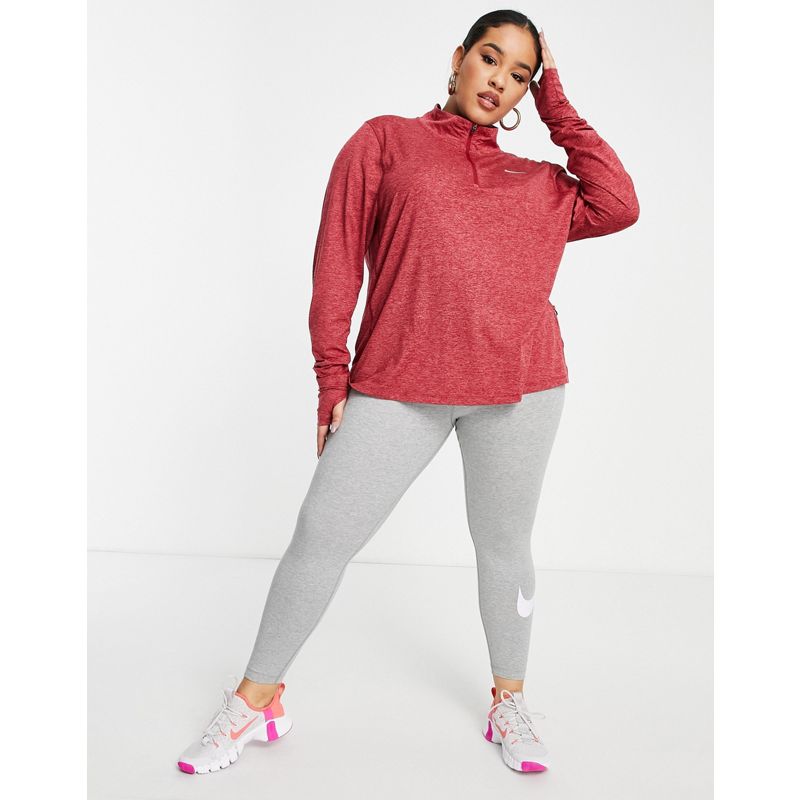 Activewear Top Nike Running Plus - Element - Top rosso con zip corta
