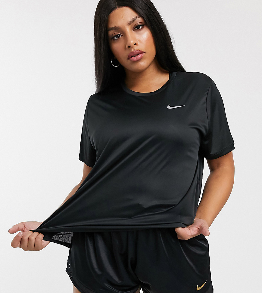 Nike Running Plus short sleeve miler t-shirt in black