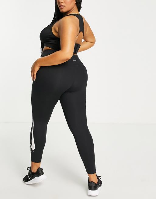 NIKE BIG SWOOSH LEGGINGS BLACK - TROUSERS WOMEN