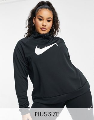 Nike Running Plus Swoosh half zip mid layer top in black | ASOS