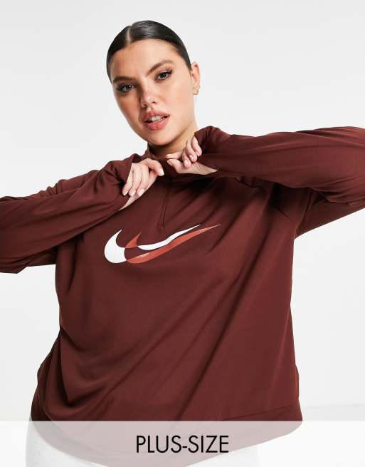 Nike Running Plus swoosh half zip midlayer top in red | ASOS