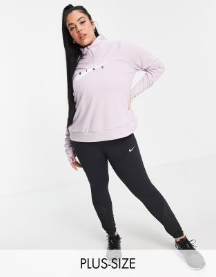 nike running swoosh half zip mid layer top in purple