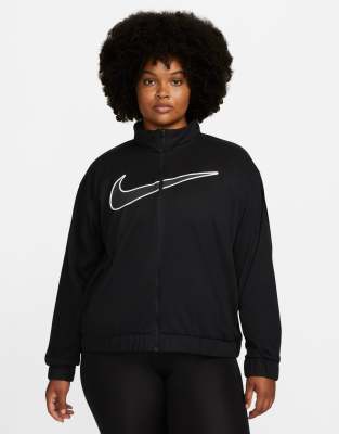 Nike Running Plus - Swoosh Run Dri-FIT - Fleece-Laufjacke in Schwarz mit Logo und Reißverschluss