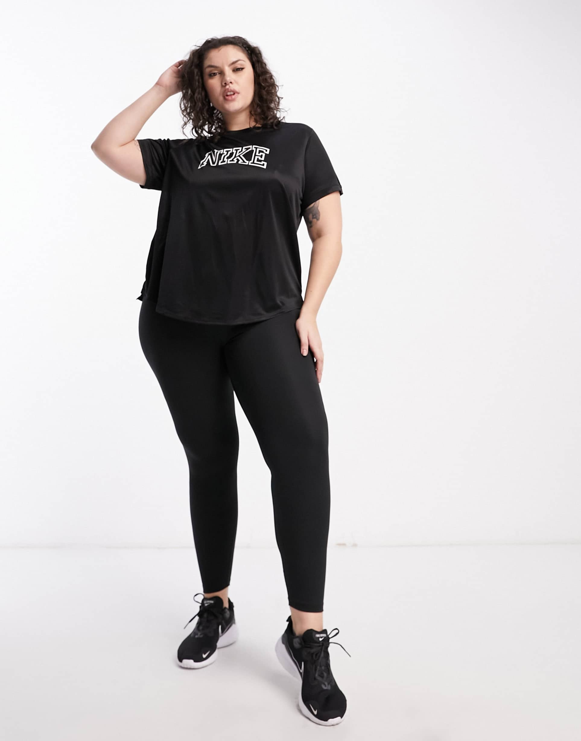 Nike Running Plus Swoosh Run heritage logo t-shirt in black