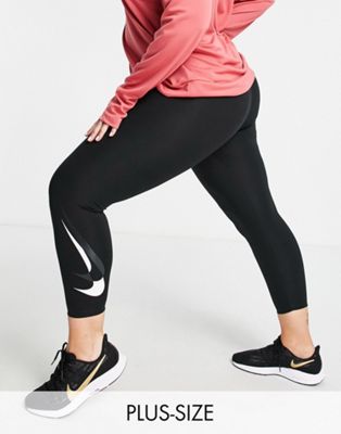 Nike Running Plus leggings 7/8 swoosh leggings in black