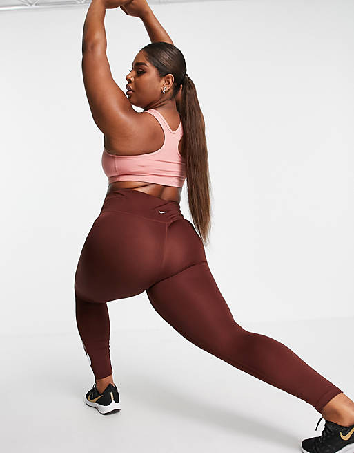 Nike Running Plus Tight 7/8 swoosh leggings in brown