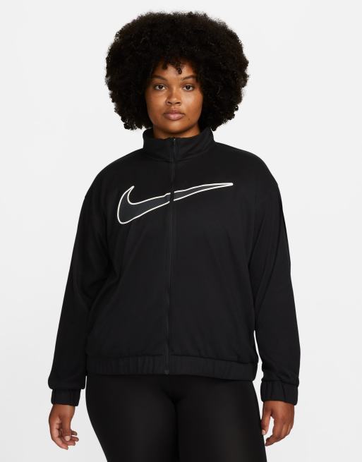 Nike Running Plus Veste polaire de course en tissu Dri FIT a logo virgule avec fermeture eclair Noir