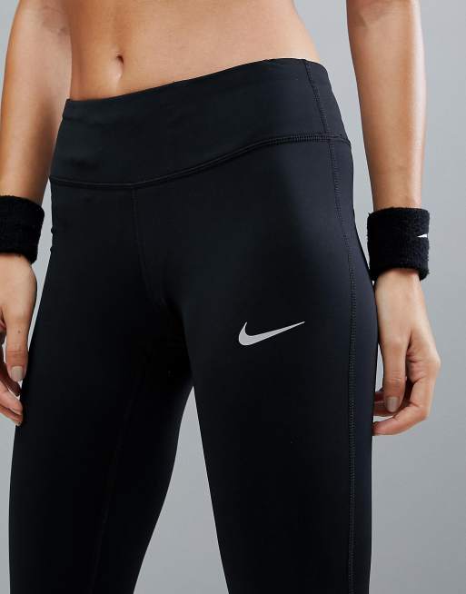 Nike POWER ESSENTIAL RUNNING CROP BLACK LEGGINGS WOMENS SIZE SMALL