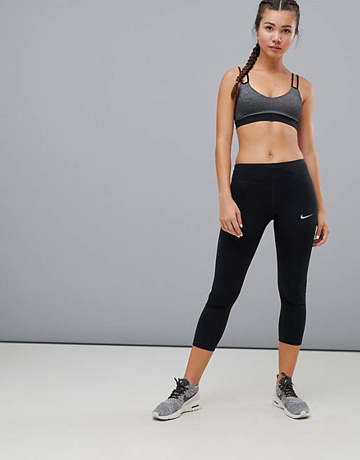 Nike Running Power Essential Dri-Fit Crop Leggings In Black