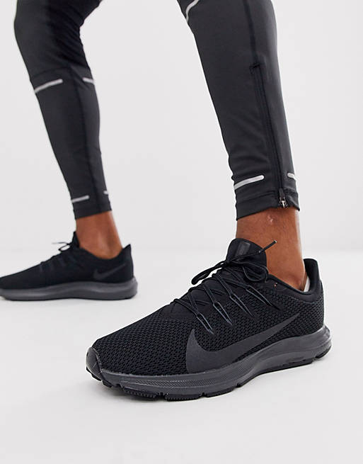 Fine second classmate Nike Running Quest 2 trainers in triple black | ASOS