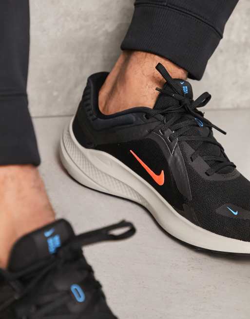 Nike Running Quest 5 trainers in black and orange