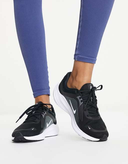 Nike Running Quest 5 trainers in black and white ASOS