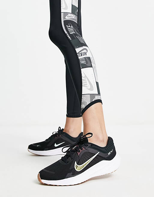 Nike Running Quest 5 trainers in black and white | ASOS