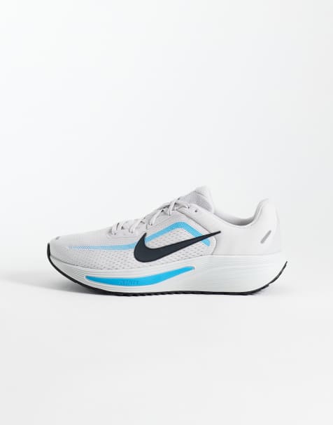 Nike Running Quest 7 sneakers i lysegrå og blå - view 1