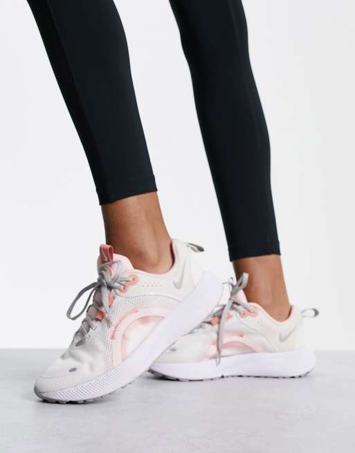 Nike Running React Escape Run 2 trainers in light cream and pink