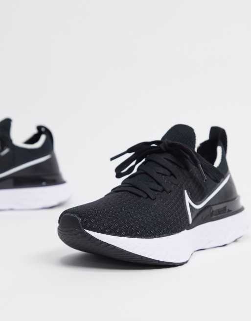 Nike Running React Infinity flyknit sneakers in black and white ASOS